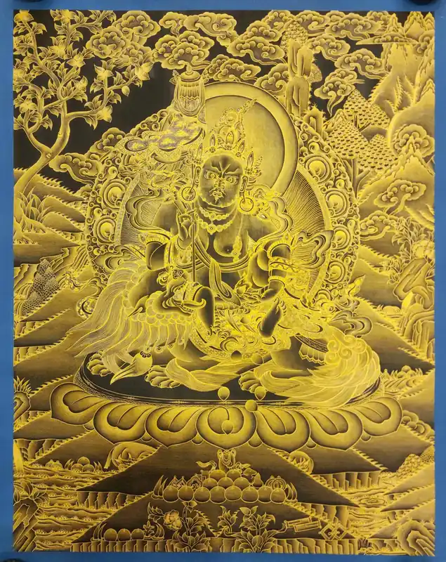 Thangka de Namtose Jambhala sur toile en coton