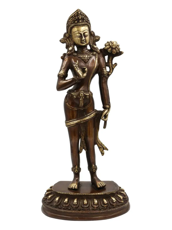 Statue en laiton de Padmapani Lokeshvara debout – Incarnation de la compassion