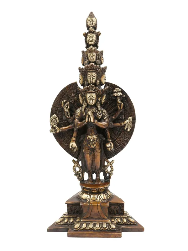 Statue en laiton de Sahasrabhuja Avalokitesvara – Incarnation de la Compassion