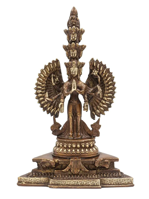 Statue en laiton de Sahasrabhuja Avalokitesvara – 29 cm de Force Compatissante