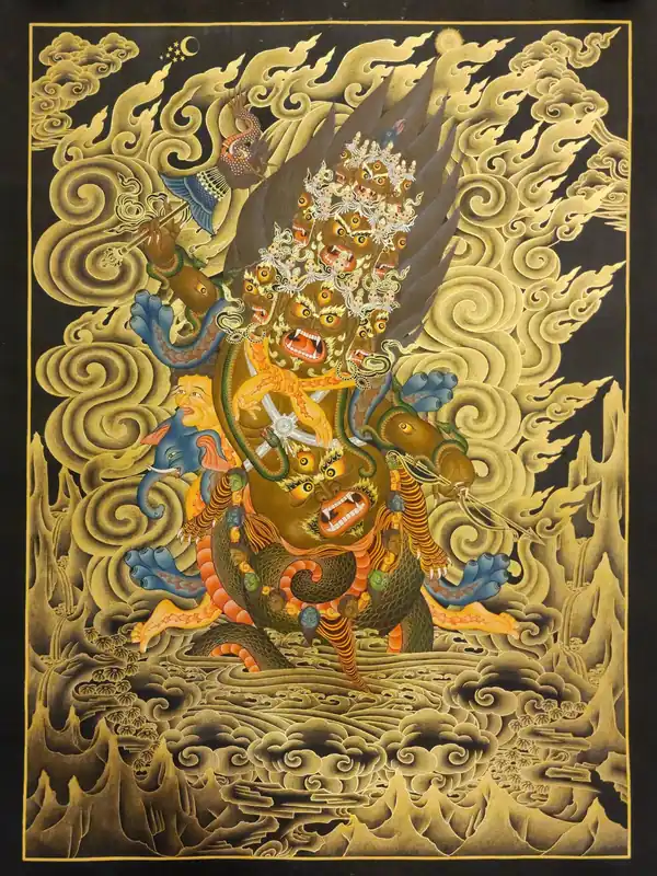 Peinture thangka de Rahula sur toile de coton