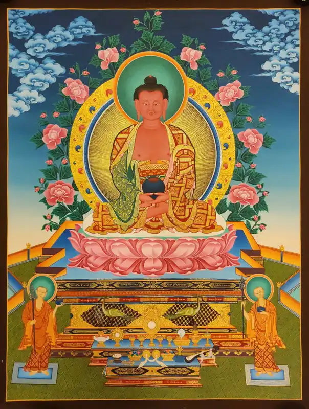 Thangka d’Amitabha Bouddha sur toile de coton
