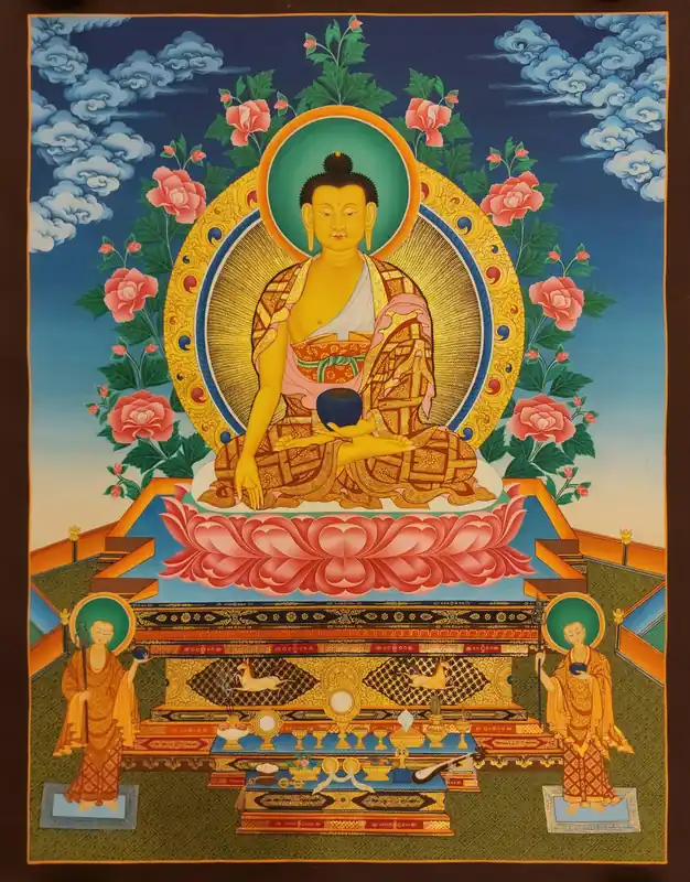 Thangka de Ratnasambhava Buddha sur toile de coton