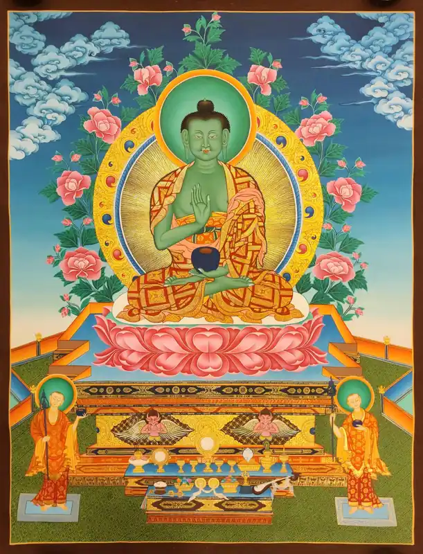 Thangka d’Amoghasiddhi Bouddha sur toile de coton