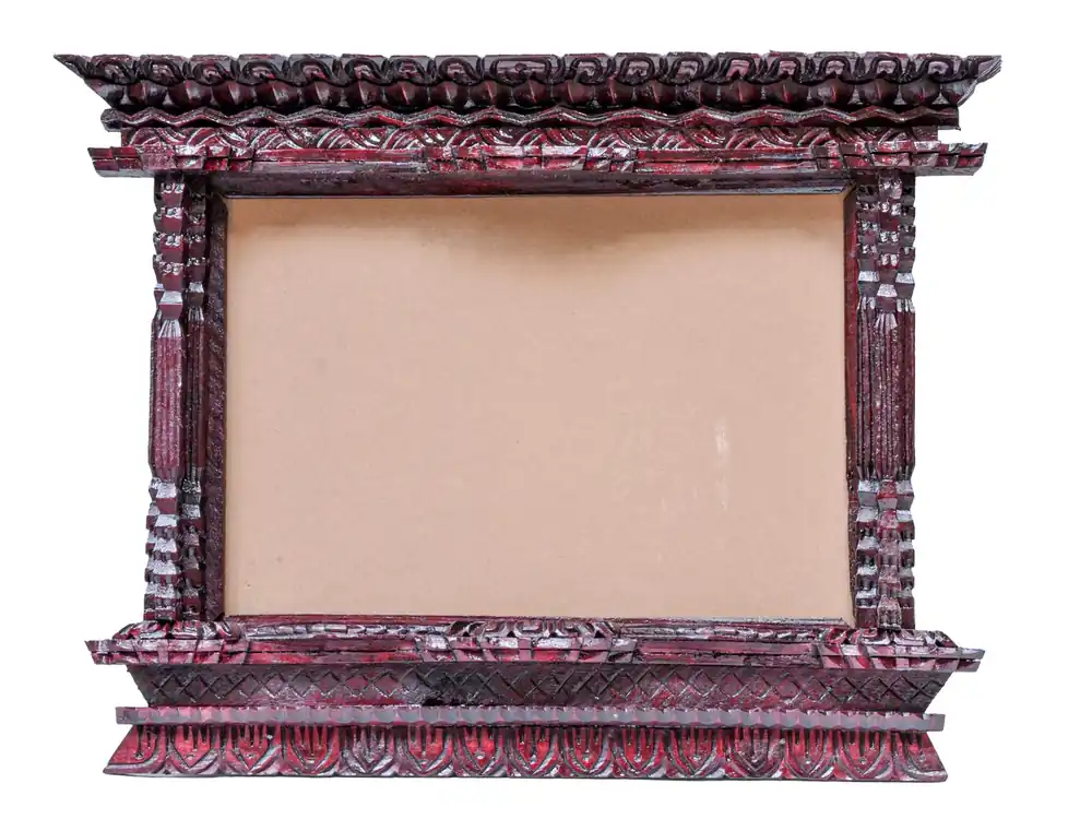 Cadre photo en bois sculpté à la main Newari