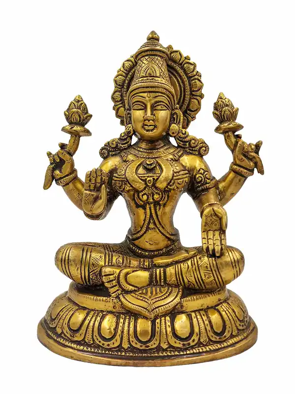Statue de Lakshmi en laiton – Symbole de prospérité fait à la main