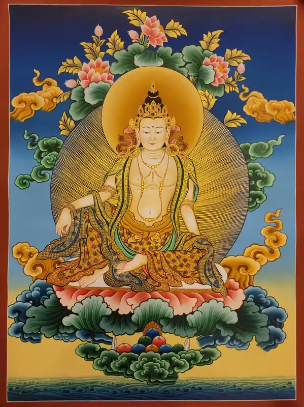 Thangka de Bodhisattva tibétain sur toile de coton