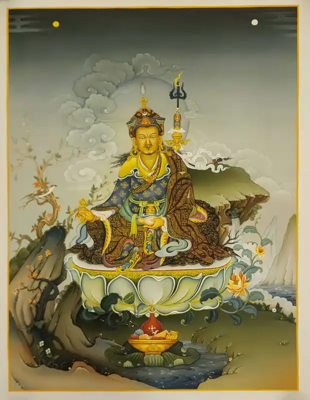 Thangka de Padmasambhava avec accents dorés