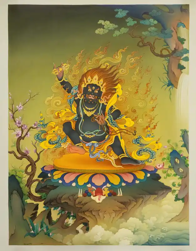 Thangka Vajrapani Fabriqué à la Main sur Toile de Coton