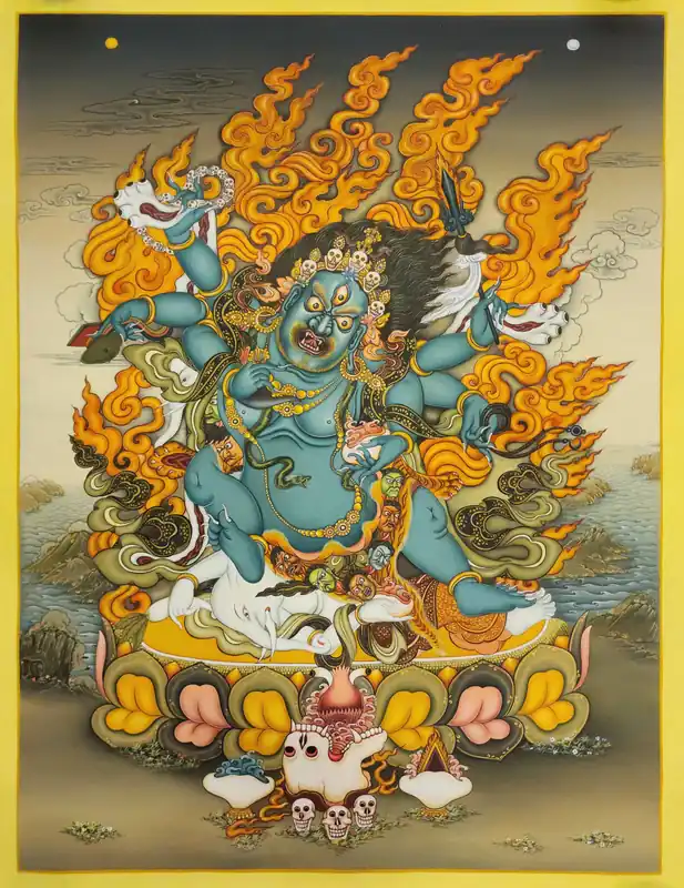 Thangka de Mahakala sur toile de coton