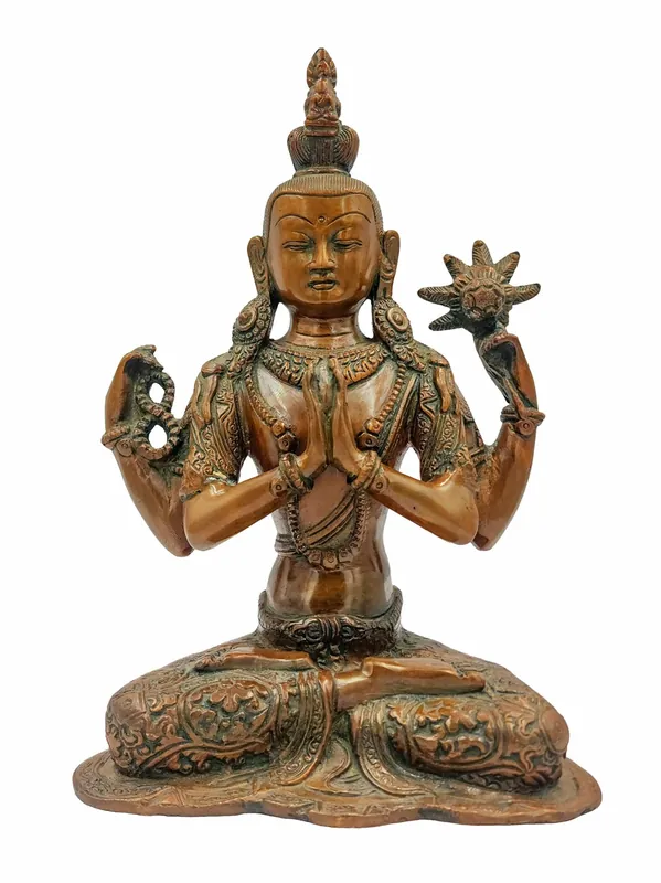 Statue de Chenrezig en laiton