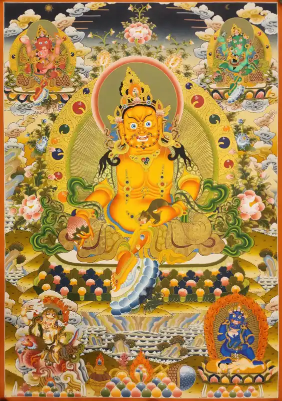 Thangka de Pancha Jambhala sur toile de coton