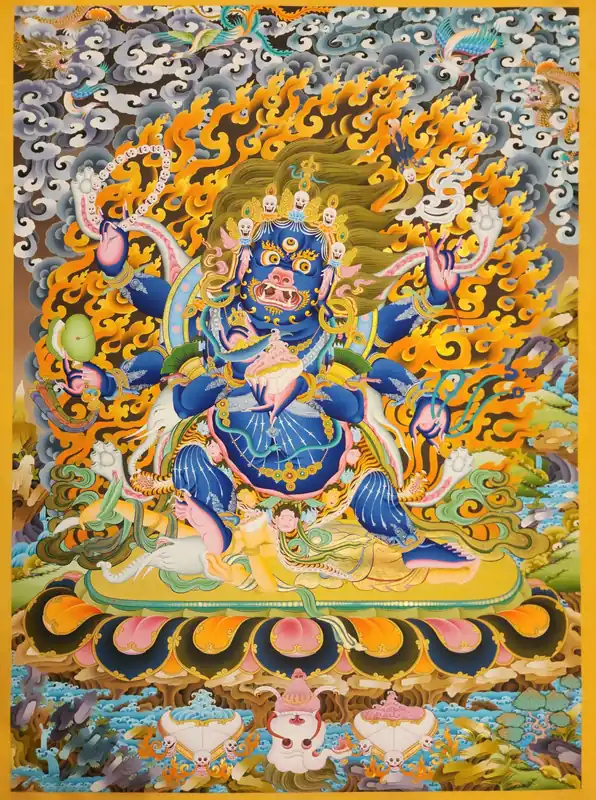 Thangka de Mahakala sur toile de coton