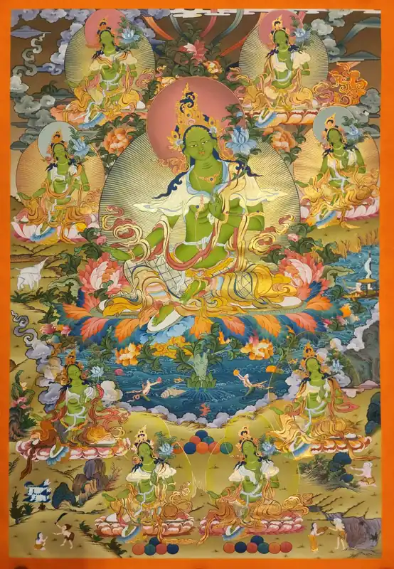 Thangka de Tara Verte sur toile de coton