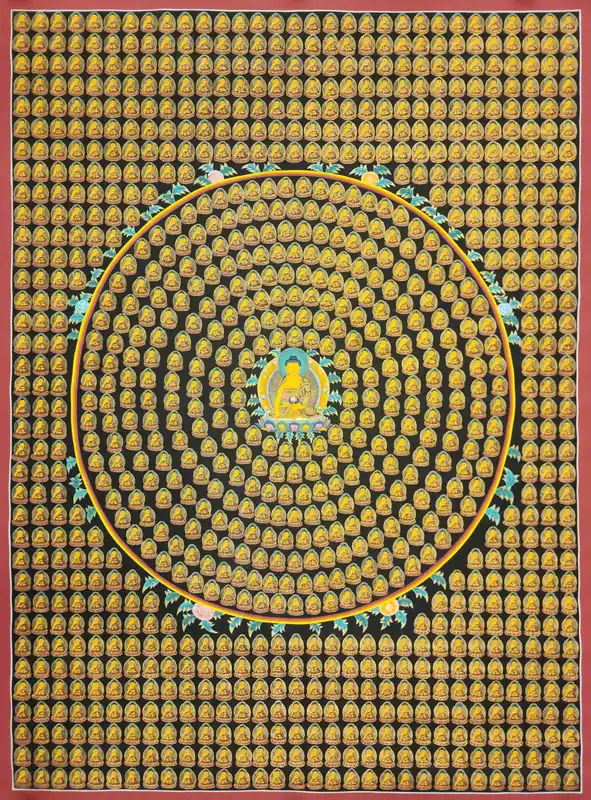 Peinture thangka tibétaine de Shakyamuni Buddha