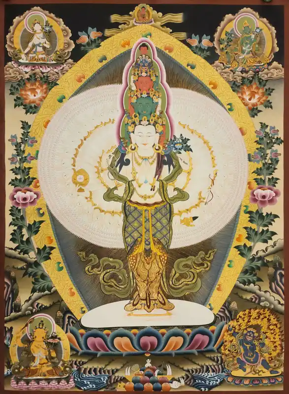 Thangka de l’Avalokitesvara aux mille bras sur toile