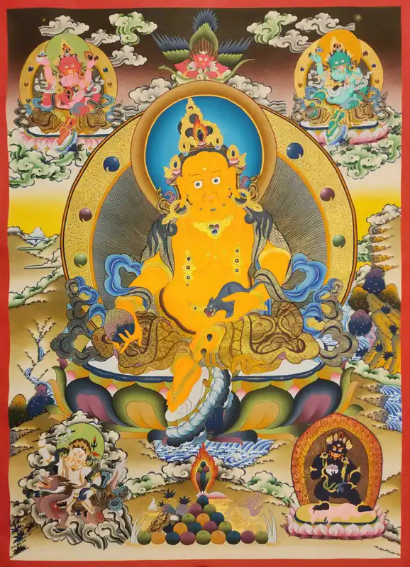 Thangka en toile de coton tibétain de Pancha Jambhala