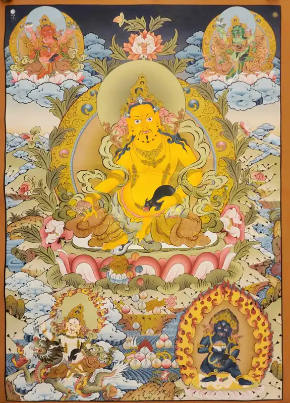 Thangka de Pancha Jambhala sur toile de coton