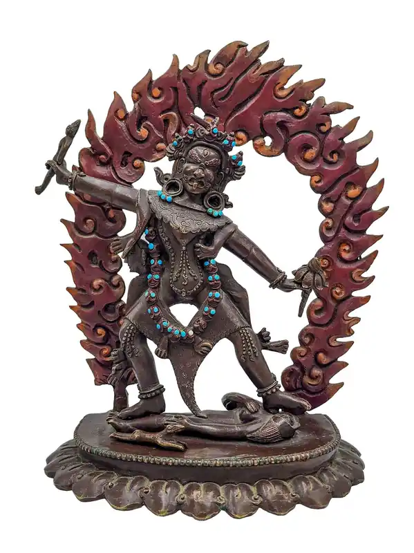 Statue en cuivre d’Ekajata – Émblème de l’Unité dans le Bouddhisme Vajrayana