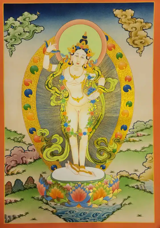 Thangka de Yogini sur toile de coton avec de l’or