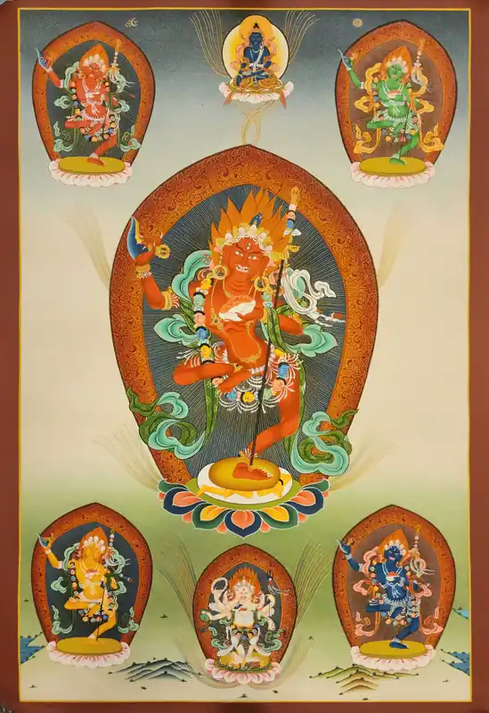 Peinture thangka de Vajravarahi sur toile de coton