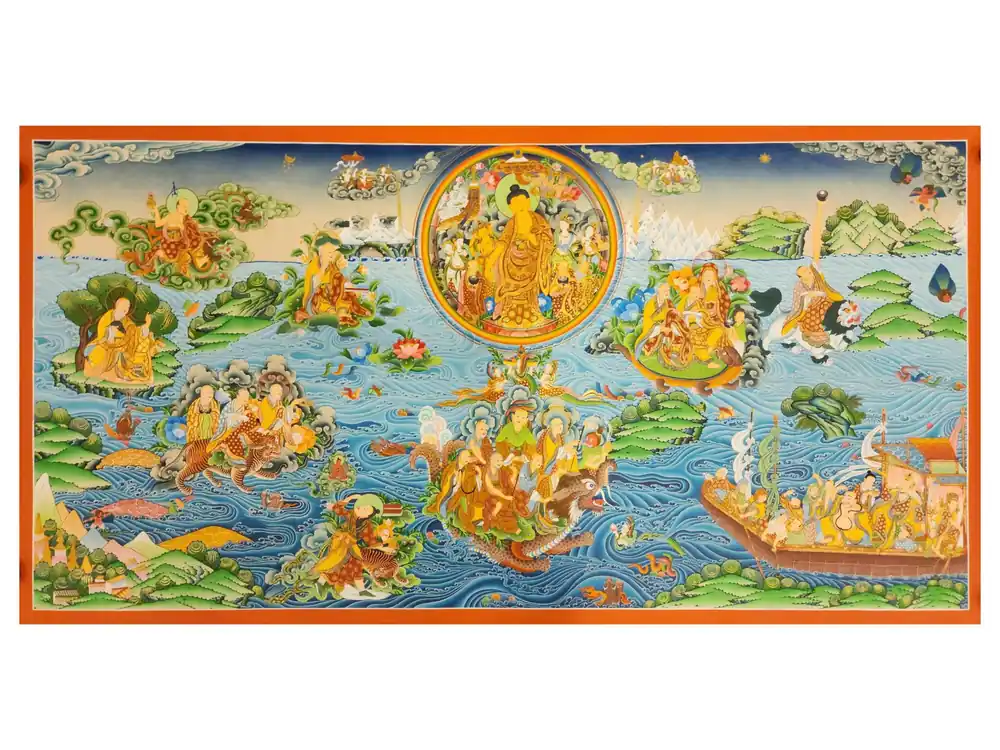 Peinture tibétaine de Pani Buddha sur toile de coton
