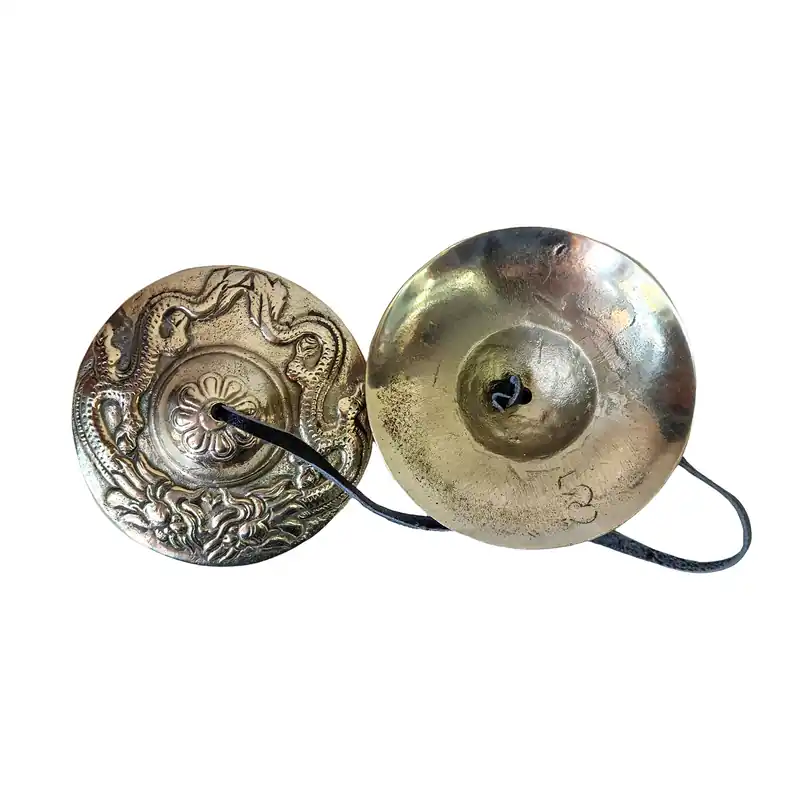 Tingsha en bronze avec motif de dragon