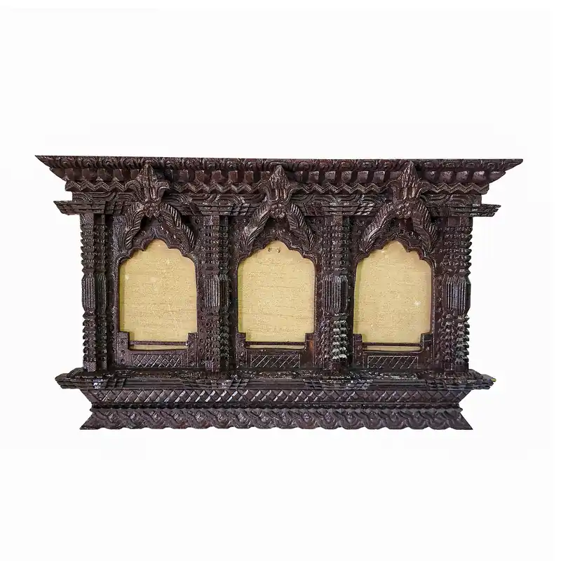 Cadre photo en bois newari fait à la main