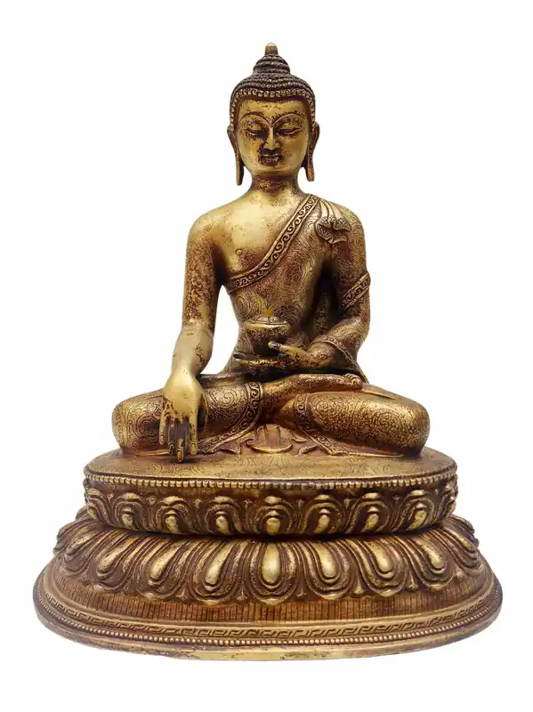 Statue en cuivre doré de Shakyamuni Bouddha – 27 cm