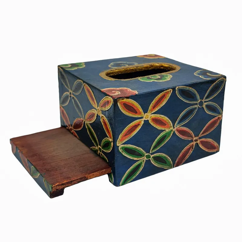 Porte-serviettes en bois bleu pour la table