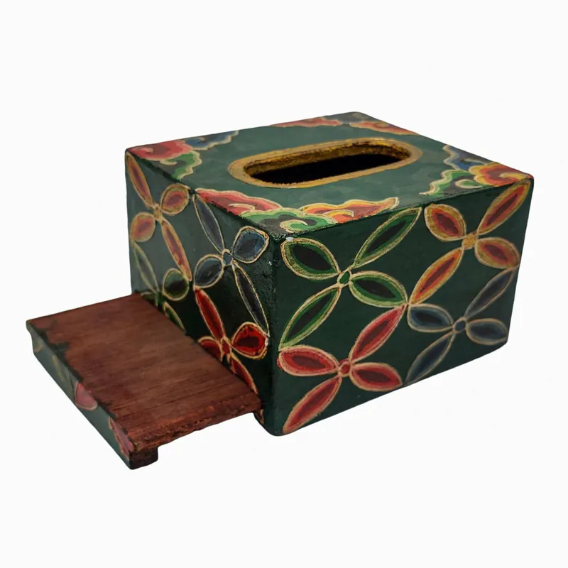 Porte-serviettes en bois vert foncé