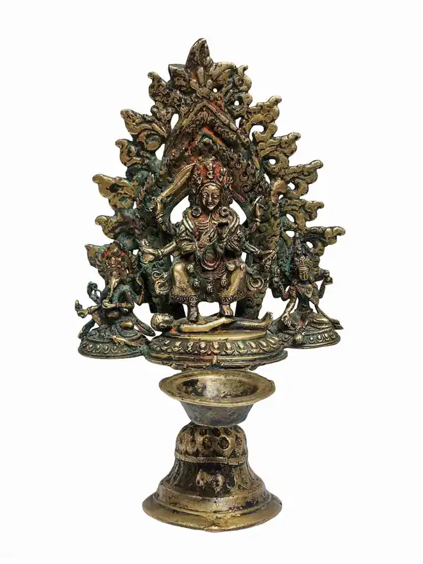 Statue de lampe à huile en cuivre Sukunda Panas