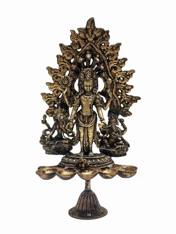 Statue de lampe à huile Sukunda Panas en cuivre