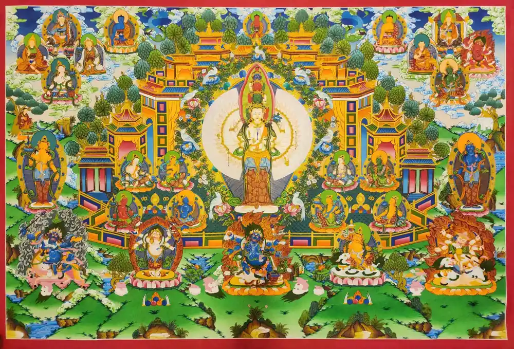 Thangka de Sahasrabhuja Avalokitesvara – Toile de coton