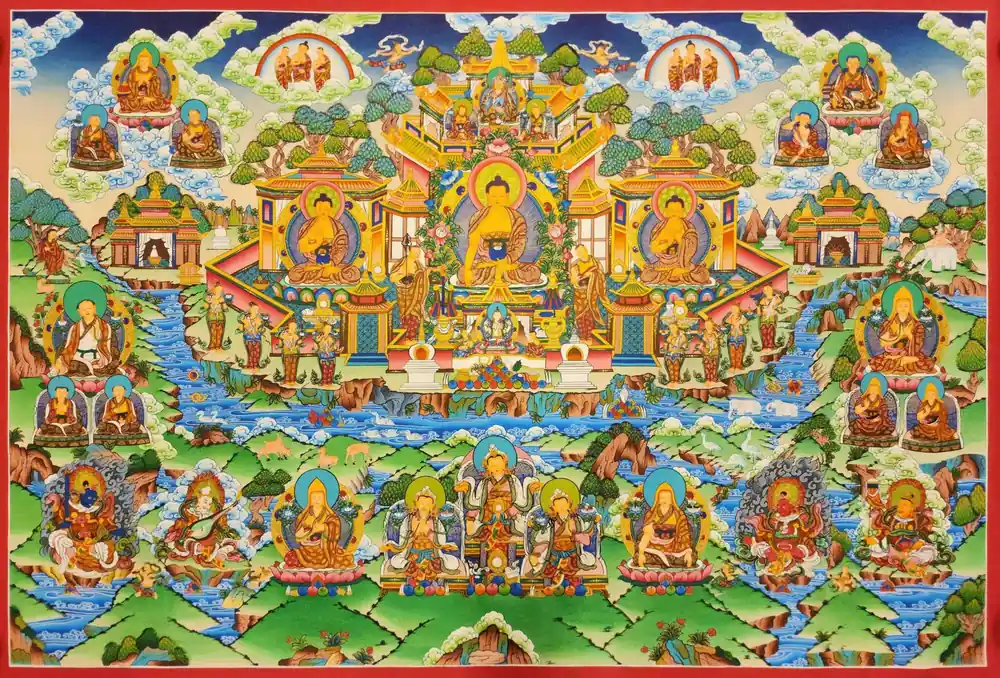 Thangka de Shakyamuni Bouddha sur toile de coton