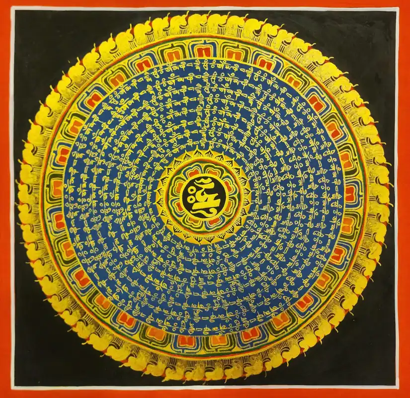 Thangka de Mandala de Mantra sur Toile de Coton
