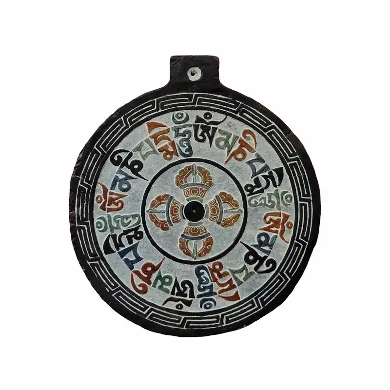 Mandala en ardoise avec symbole du double dorje