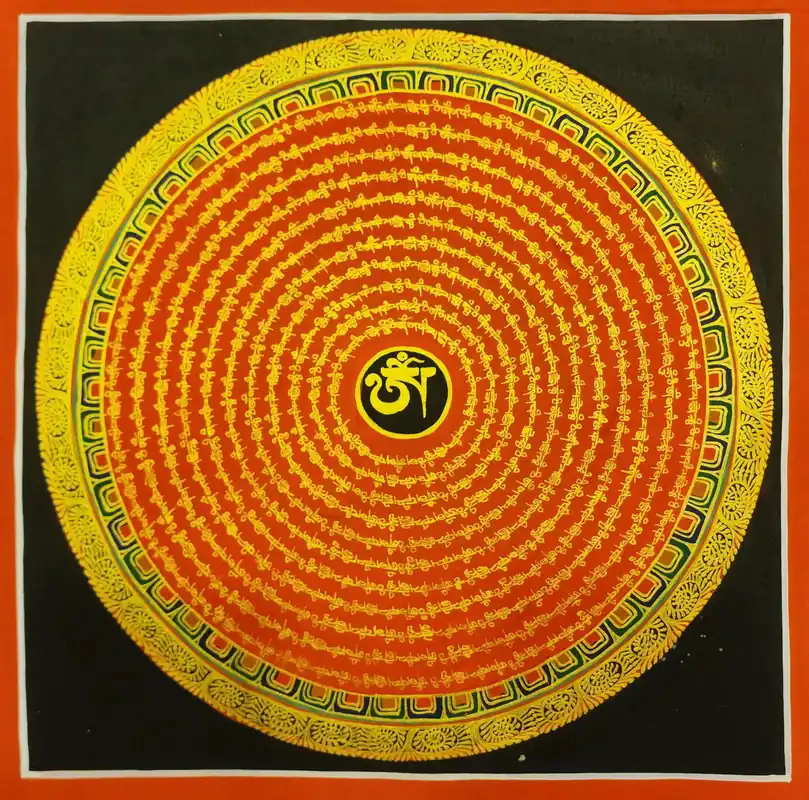 Thangka de Mandala de Mantra avec Om Mani Padme Hum