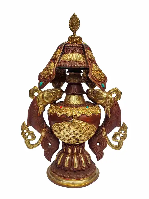 Statue en cuivre de Purana Kalas avec garniture en or