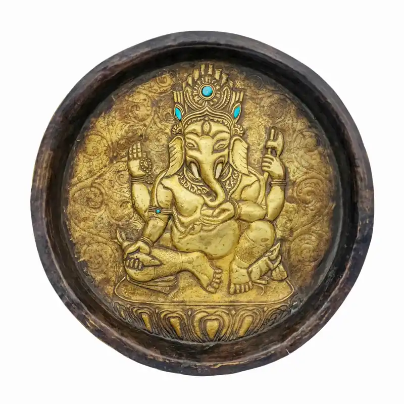 Suspension murale en laiton de Ganesh – Fusion hindou-bouddhiste
