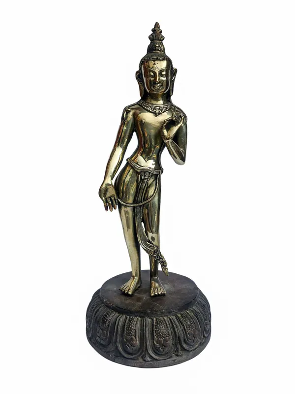 Statue en bronze de Padmapani Lokeshvara avec finition brillante