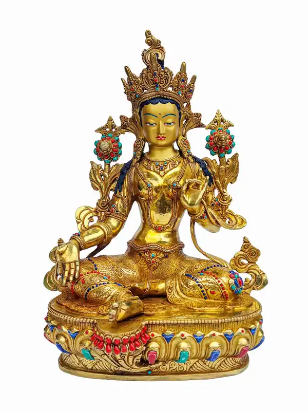 Statue de la Déesse Tara Verte du Tibet | Un Symbole Divin de Miséricorde et d’Éveil