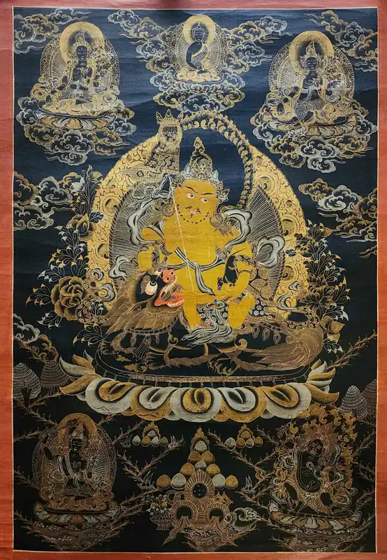 Thangka de Jambhala Namtose – Art sur toile de coton