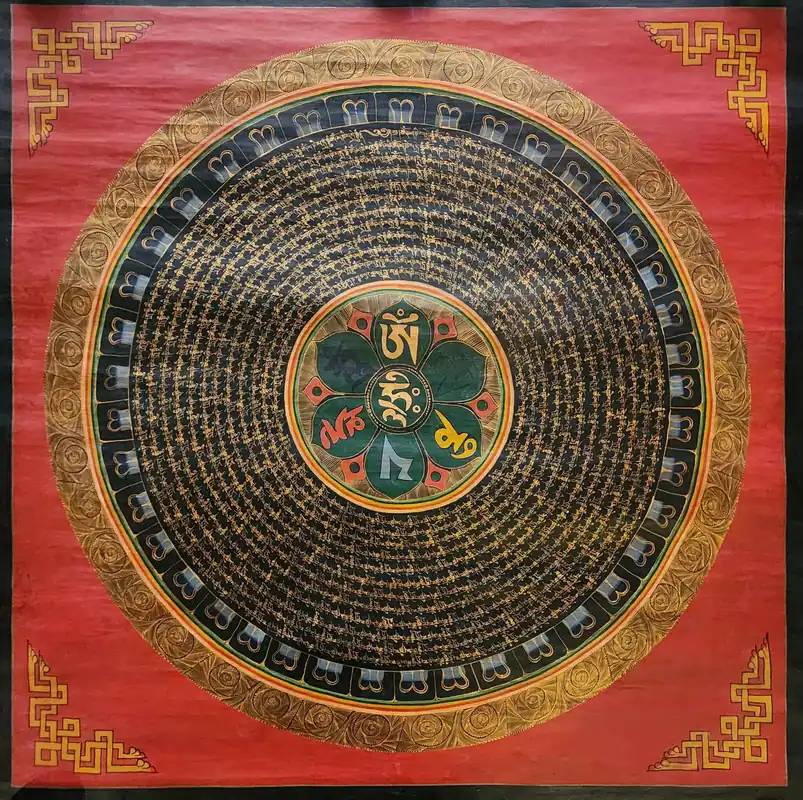 Thangka de mandala de mantra sur toile de coton