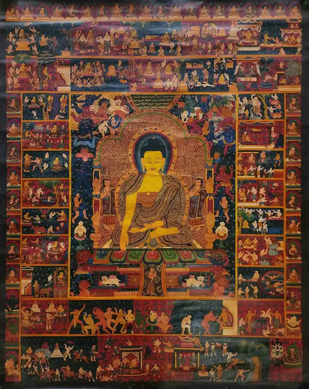 Thangka tibétain de Shakyamuni Buddha