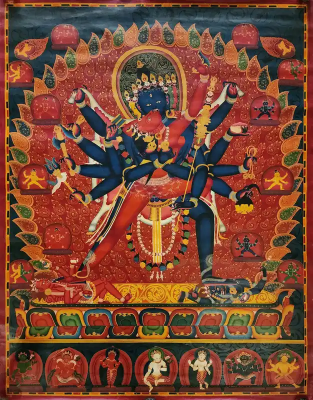 Thangka néwar de Chakrasamvara sur toile de coton