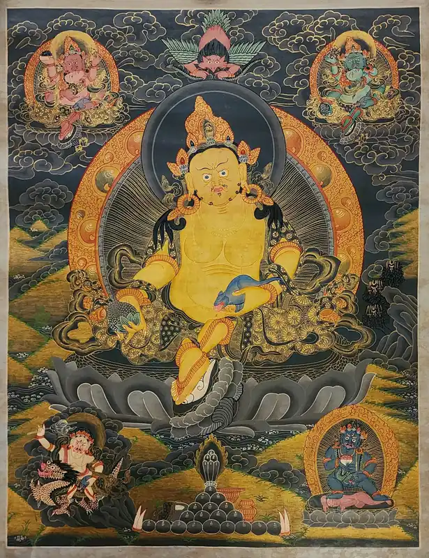 Thangka de Jambhala sur toile de coton