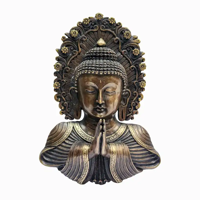 Masque en métal de Bouddha en laiton pour la réflexion spirituelle