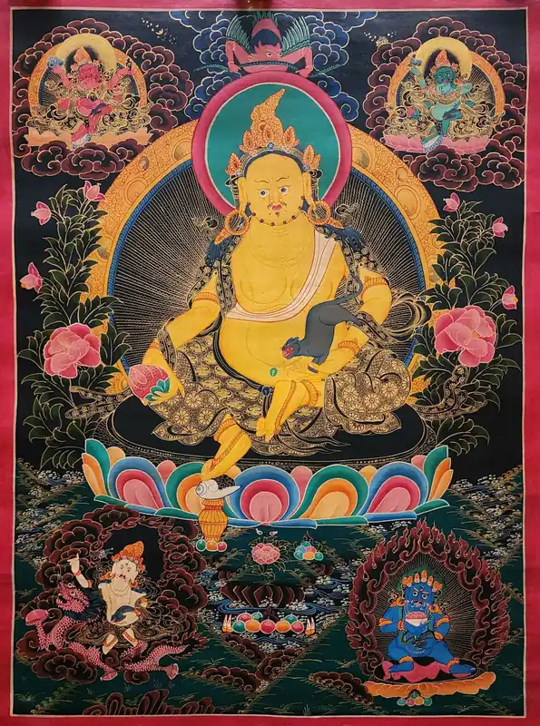 Thangka de Jambhala sur toile de coton