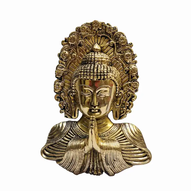 Masque rituel en métal de Bouddha en laiton